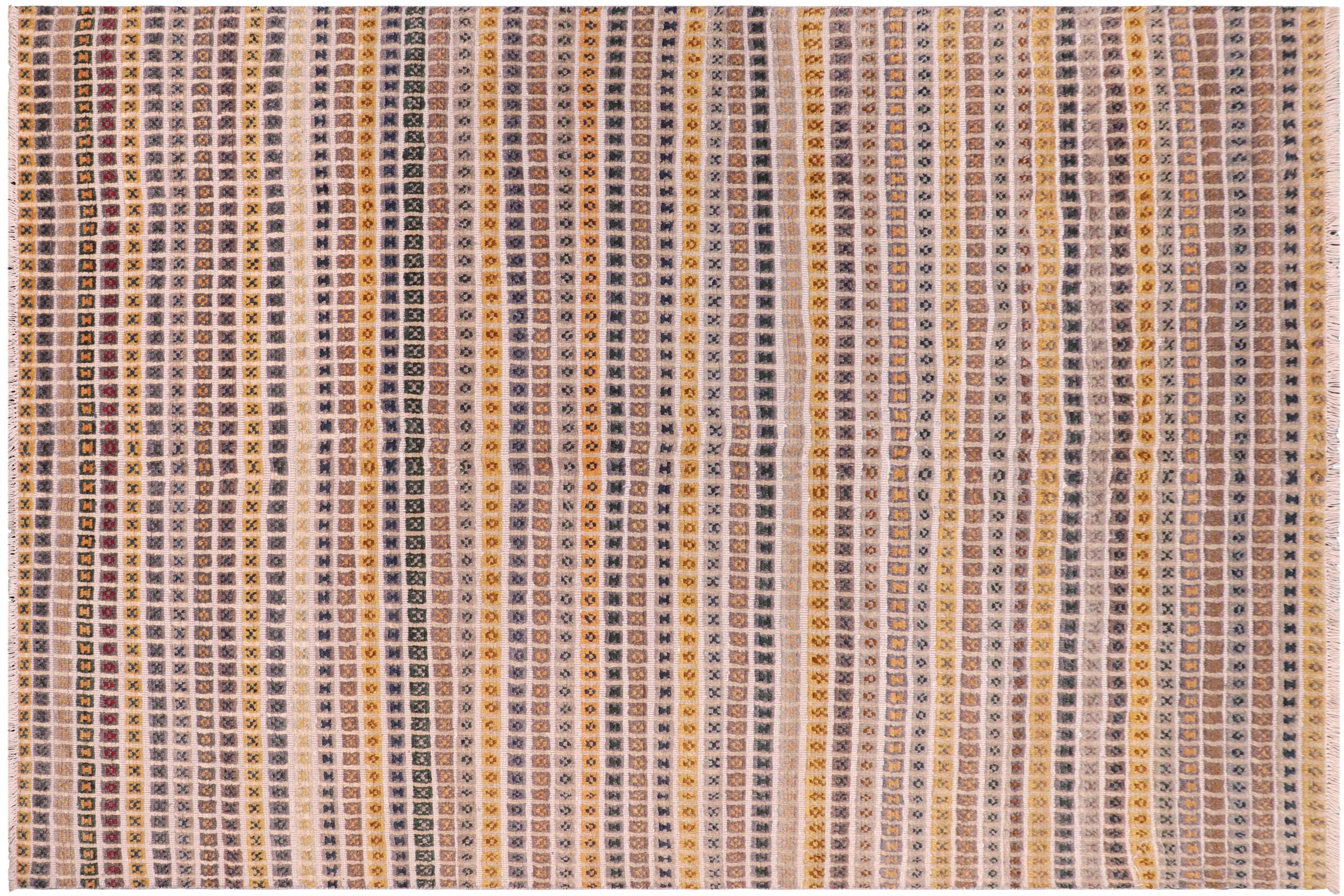 handmade Geometric Berjusta Gray Blue Hand Knotted RECTANGLE 100% WOOL area rug 8' x 11'