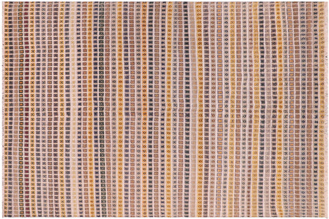 handmade Geometric Berjusta Gray Blue Hand Knotted RECTANGLE 100% WOOL area rug 8' x 11'