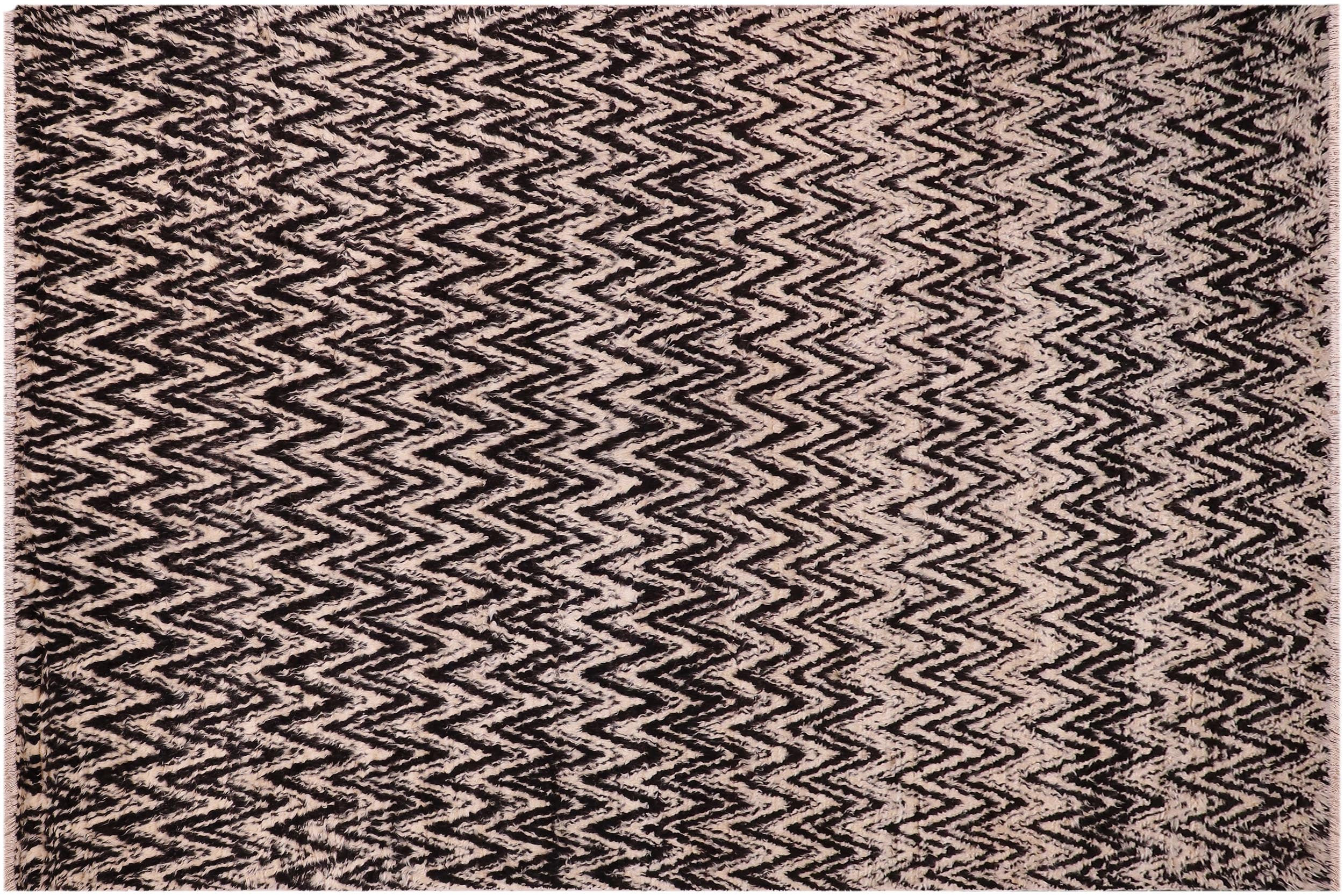 handmade Geometric Moroccan Black Beige Hand Knotted RECTANGLE 100% WOOL area rug 9' x 12'