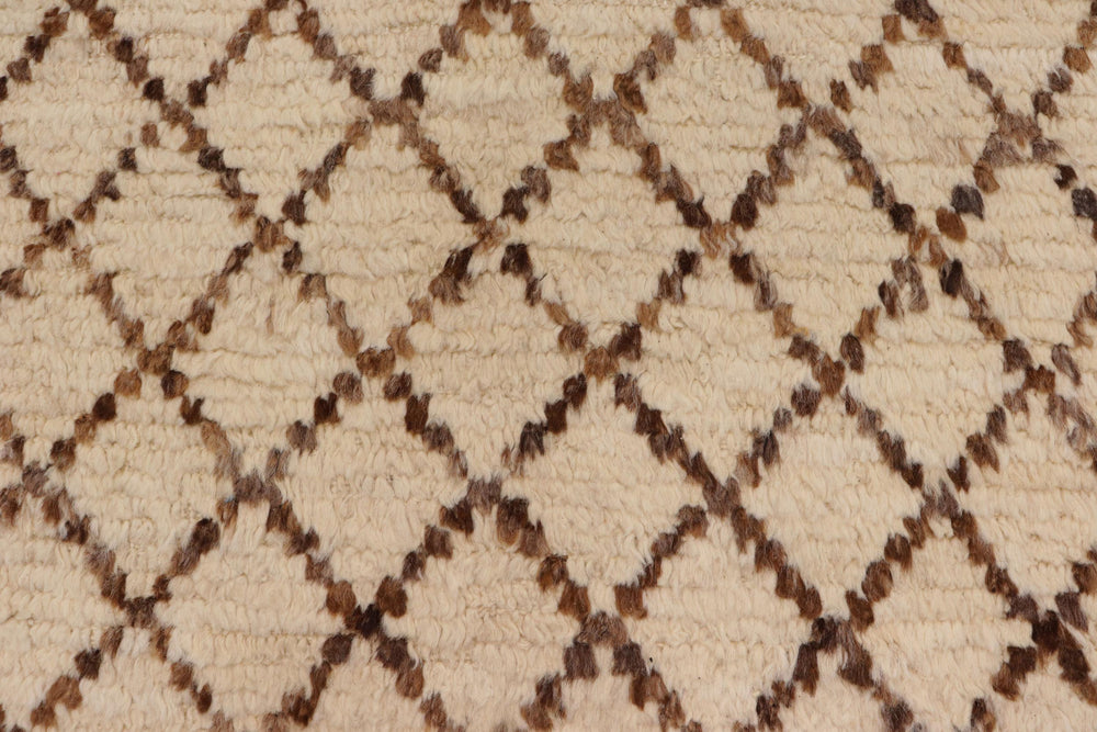 handmade Geometric Moroccan Beige Brown Hand Knotted RECTANGLE 100% WOOL area rug 5' x 8'