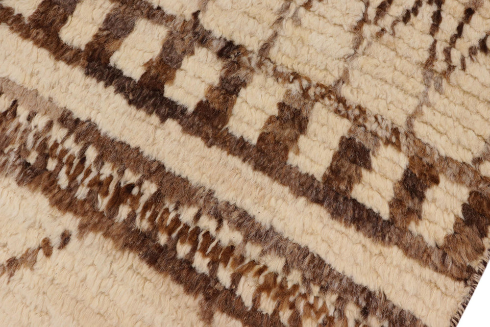 handmade Geometric Moroccan Beige Brown Hand Knotted RECTANGLE 100% WOOL area rug 5' x 8'