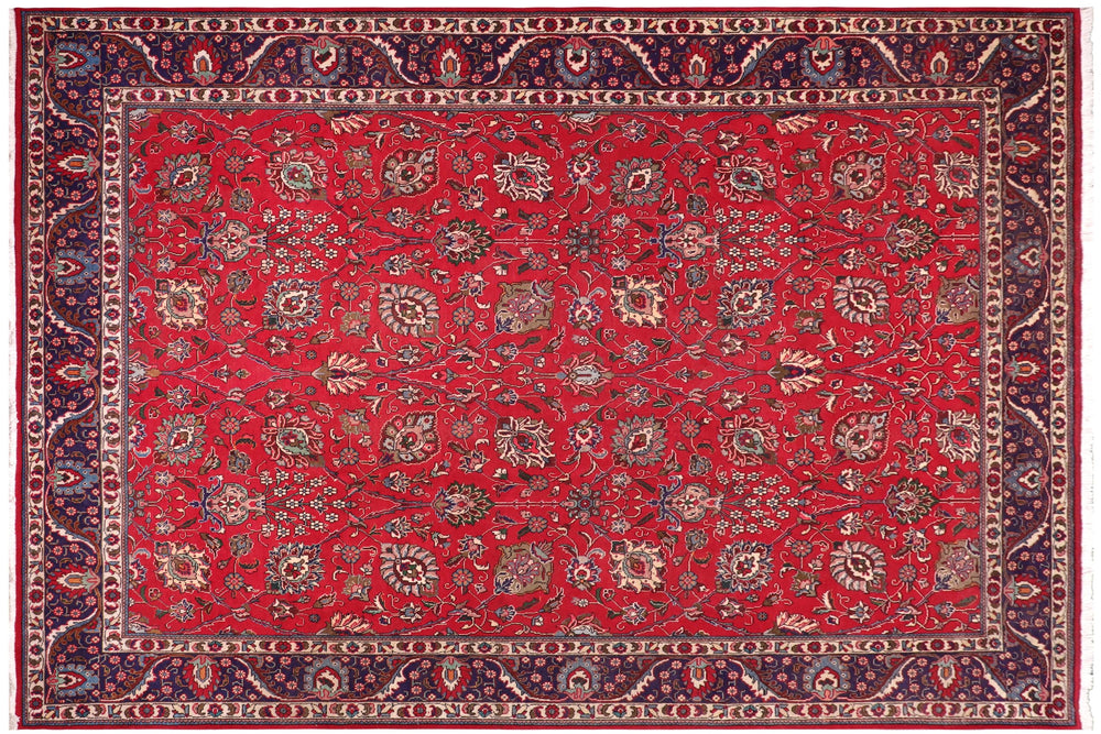 handmade Traditional Tabriz Red Blue Hand Knotted RECTANGLE 100% WOOL area rug 10 x 12