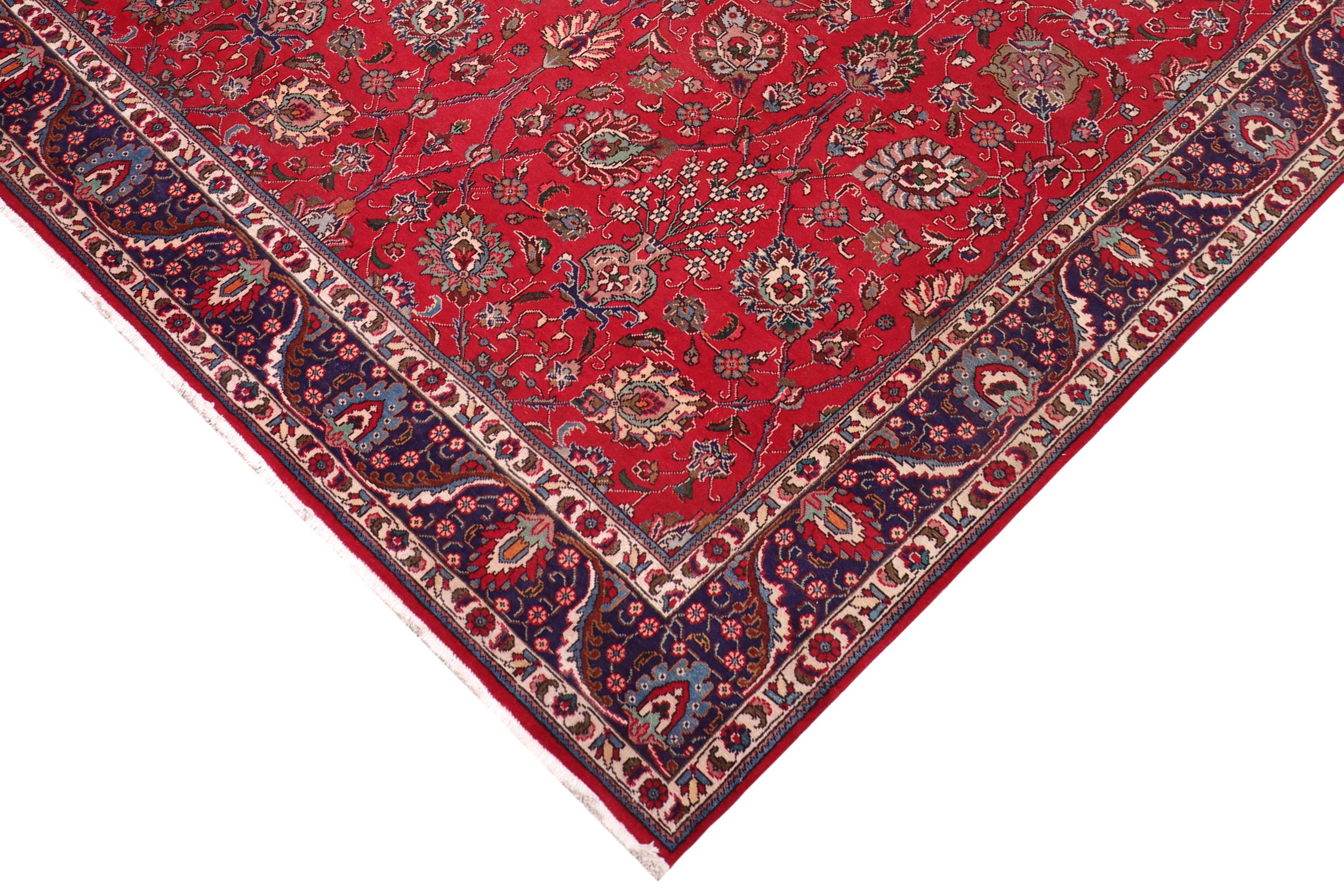 handmade Traditional Tabriz Red Blue Hand Knotted RECTANGLE 100% WOOL area rug 10 x 12