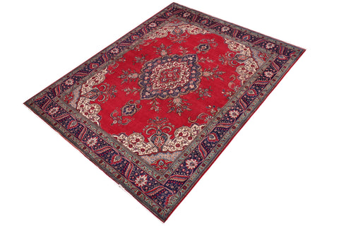 handmade Vintage Tabriz Red Blue Hand Knotted RECTANGLE 100% WOOL area rug 10' x 13'