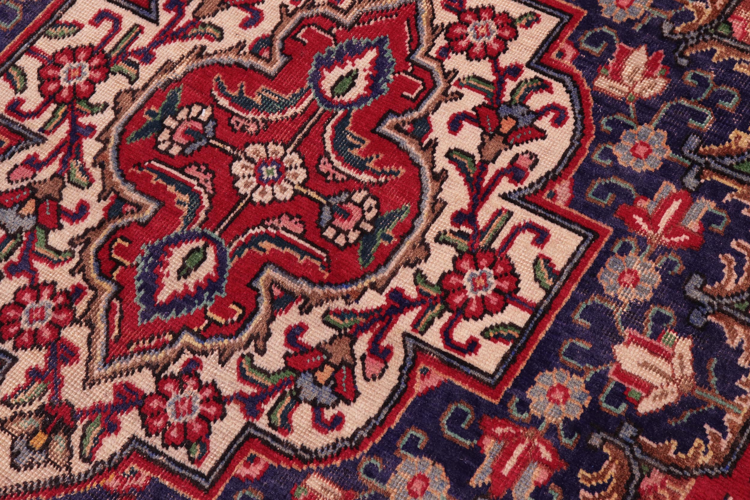 handmade Vintage Tabriz Red Blue Hand Knotted RECTANGLE 100% WOOL area rug 10' x 13'