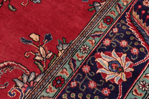 handmade Vintage Tabriz Red Blue Hand Knotted RECTANGLE 100% WOOL area rug 10' x 13'