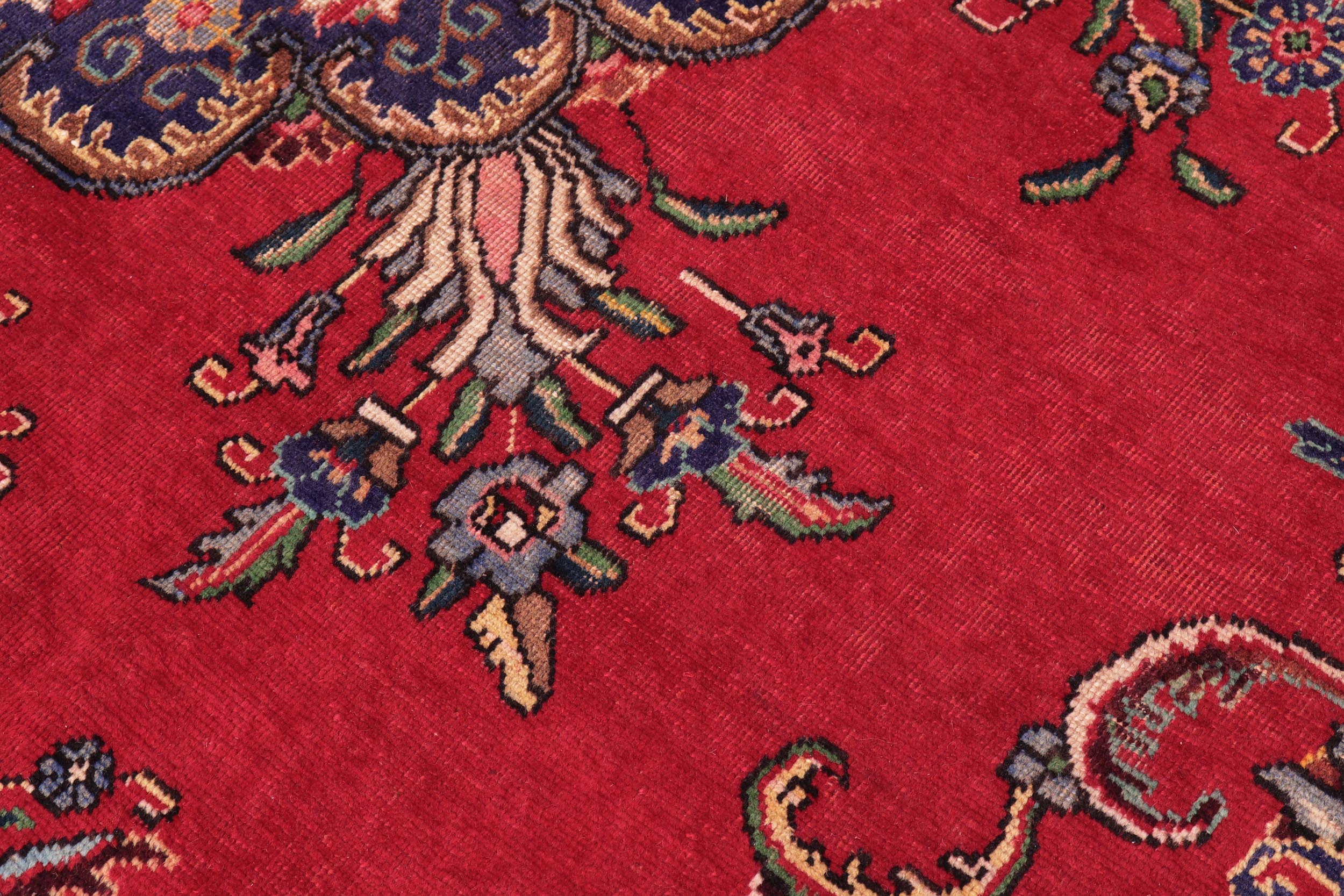 handmade Vintage Tabriz Red Blue Hand Knotted RECTANGLE 100% WOOL area rug 10' x 13'
