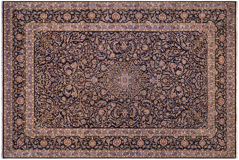 handmade Traditional Nahin Blue Beige Hand Knotted RECTANGLE 100% WOOL area rug 10 x 13