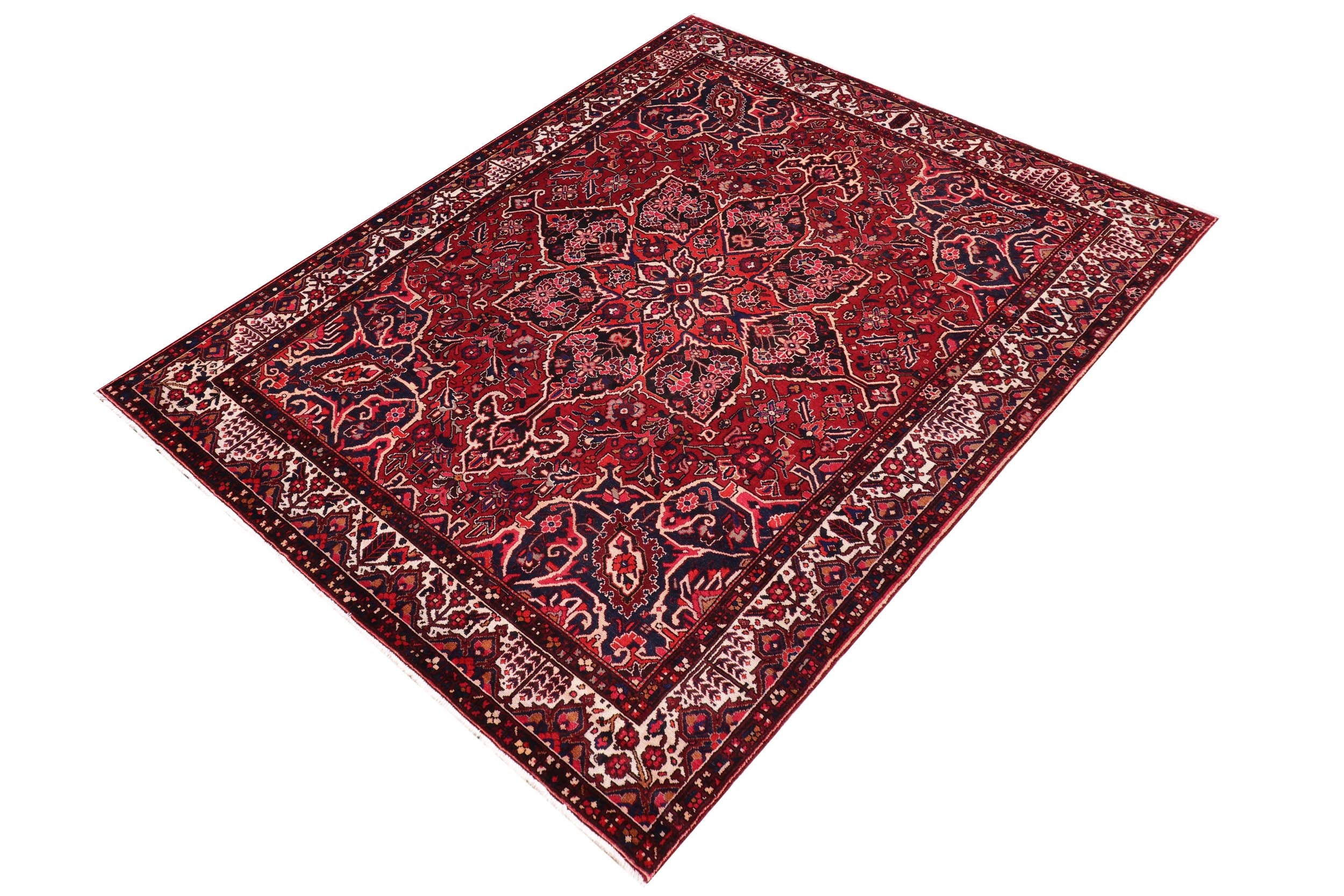 handmade Traditional Heriz Burgundy Beige Hand Knotted RECTANGLE 100% WOOL area rug 10 x 12