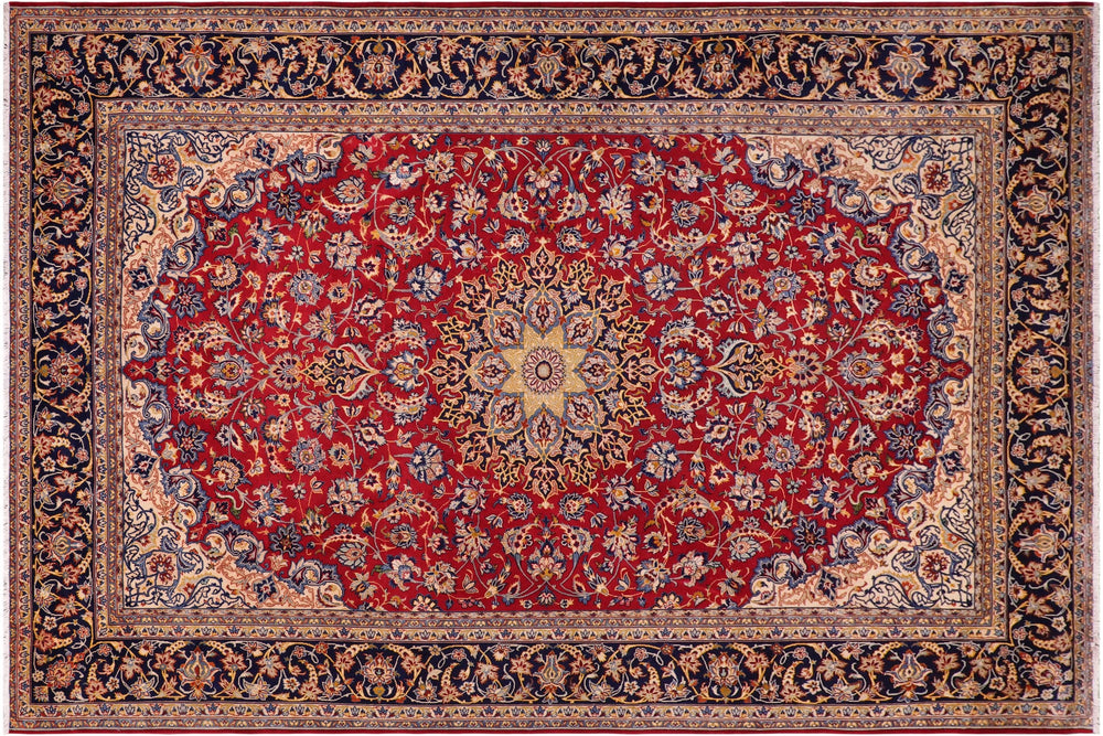 handmade Traditional Kashan Red Blue Hand Knotted RECTANGLE 100% WOOL area rug 10 x 13