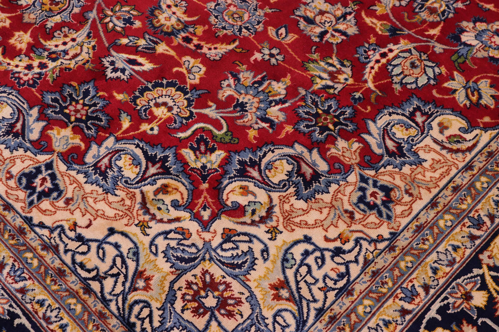 handmade Traditional Kashan Red Blue Hand Knotted RECTANGLE 100% WOOL area rug 10 x 13