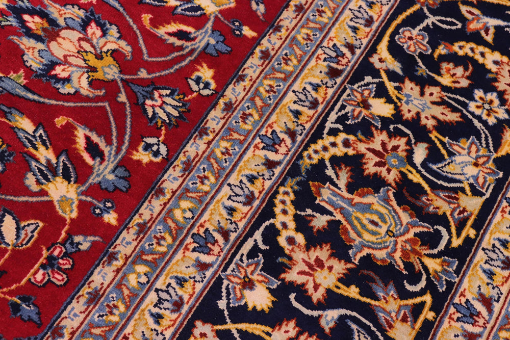 handmade Traditional Kashan Red Blue Hand Knotted RECTANGLE 100% WOOL area rug 10 x 13