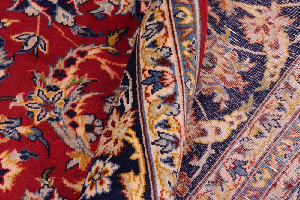 handmade Traditional Kashan Red Blue Hand Knotted RECTANGLE 100% WOOL area rug 10 x 13