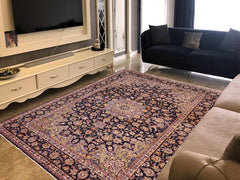 handmade Traditional Kashan Blue Beige Hand Knotted RECTANGLE 100% WOOL area rug 10 x 13