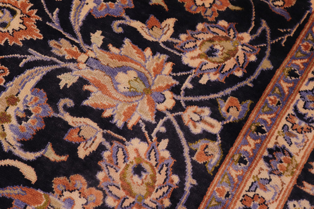 handmade Traditional Kashan Blue Beige Hand Knotted RECTANGLE 100% WOOL area rug 10 x 13
