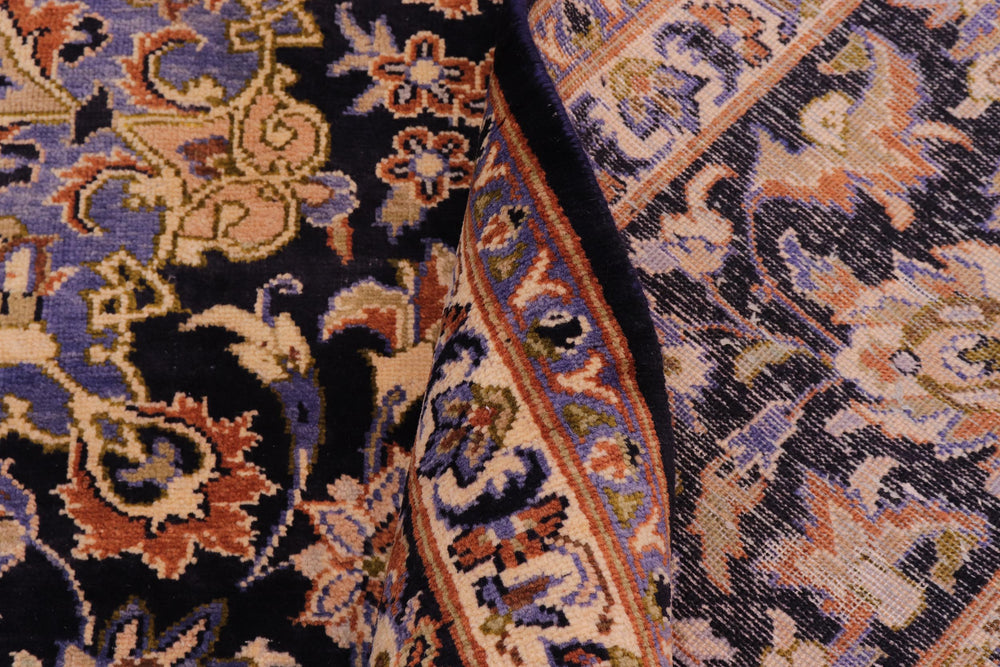 handmade Traditional Kashan Blue Beige Hand Knotted RECTANGLE 100% WOOL area rug 10 x 13