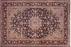 handmade Traditional Kashan Blue Beige Hand Knotted RECTANGLE 100% WOOL area rug 10 x 13