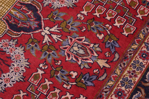 handmade Vintage Tabriz Red Blue Hand Knotted RECTANGLE 100% WOOL area rug 9' x 12'