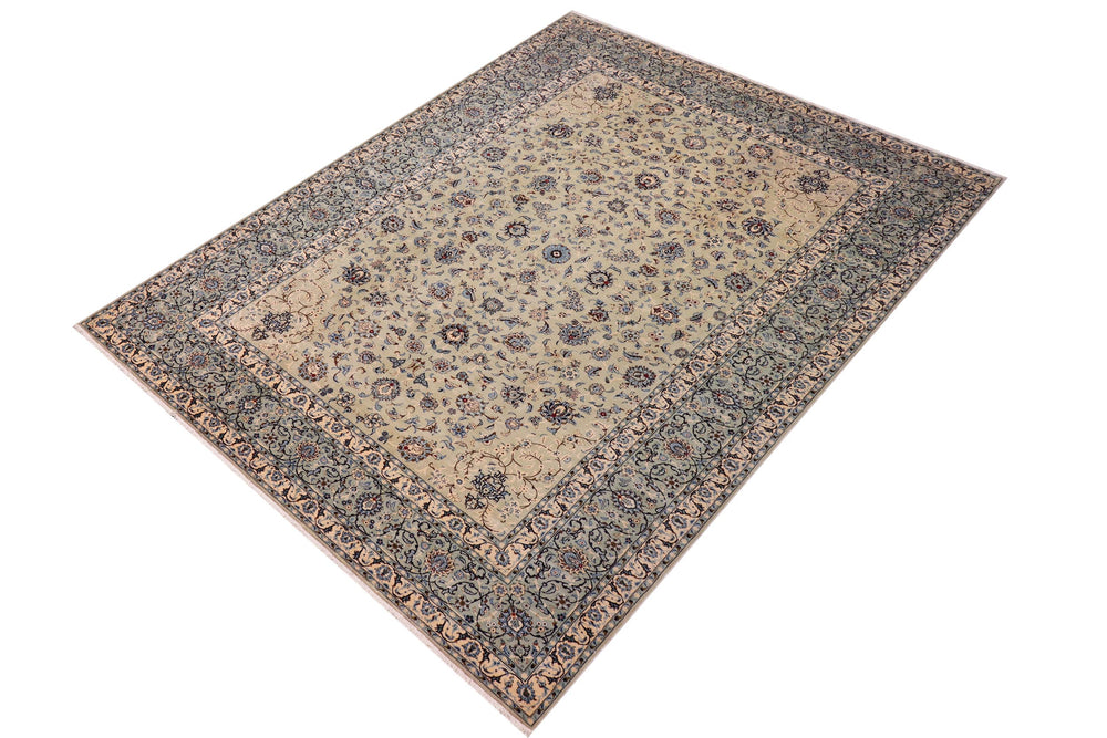 handmade Traditional Nahin Green Blue Hand Knotted RECTANGLE 100% WOOL area rug 10 x 14