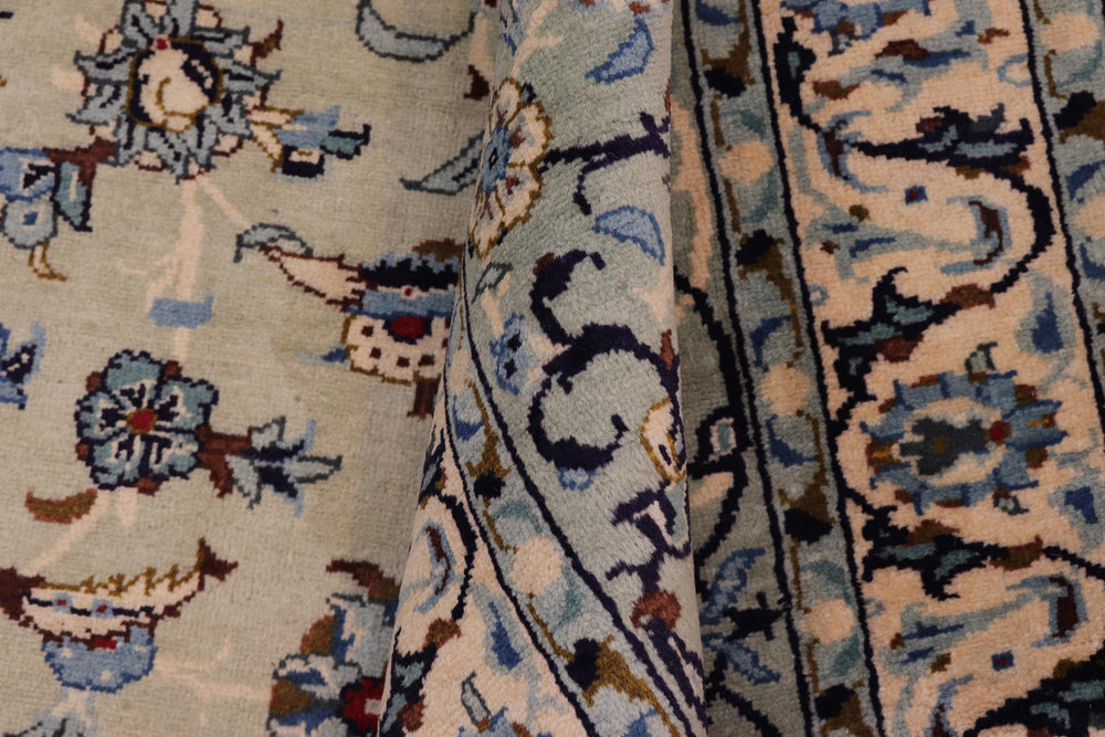handmade Traditional Nahin Green Blue Hand Knotted RECTANGLE 100% WOOL area rug 10 x 14