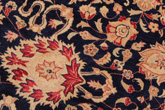 Vintage Kashan Roy Blue/Red Wool Rug - 9'0'' x 12'2''