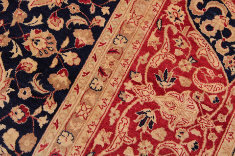 handmade Transitional Kashan Blue Red Hand Knotted RECTANGLE 100% WOOL area rug 9x12