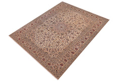 handmade Traditional Nahin Beige Tan Hand Knotted RECTANGLE 100% WOOL area rug 10 x 13