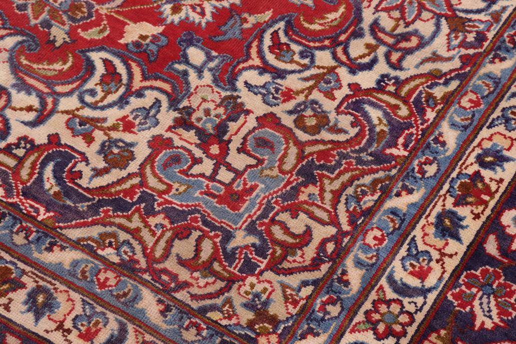 handmade Traditional Kashan Red Blue Hand Knotted RECTANGLE 100% Wool Pile area rug 10x14