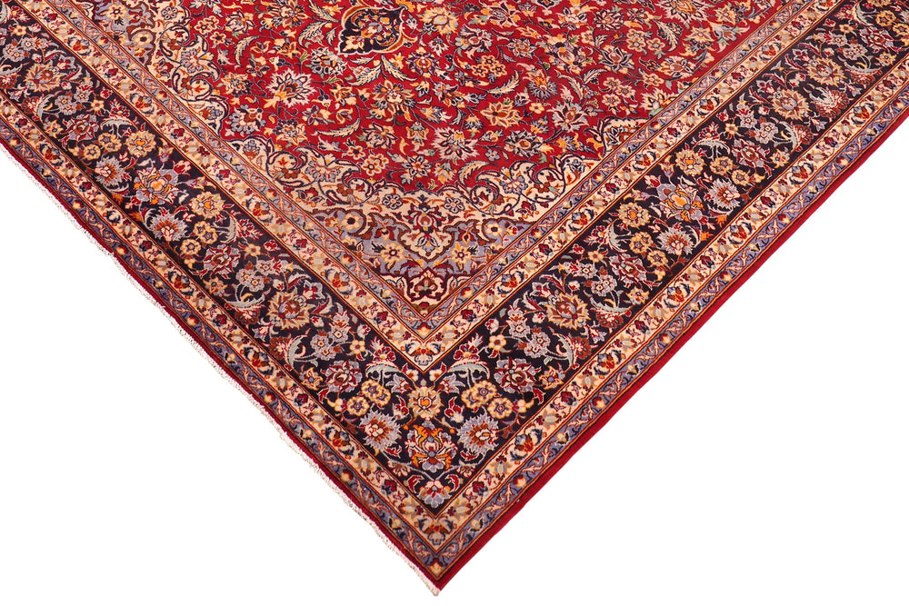 handmade Traditional Kashan Red Blue Hand Knotted RECTANGLE 100% WOOL area rug 10 x 12
