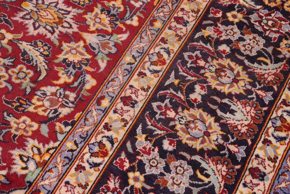 handmade Traditional Kashan Red Blue Hand Knotted RECTANGLE 100% WOOL area rug 10 x 12