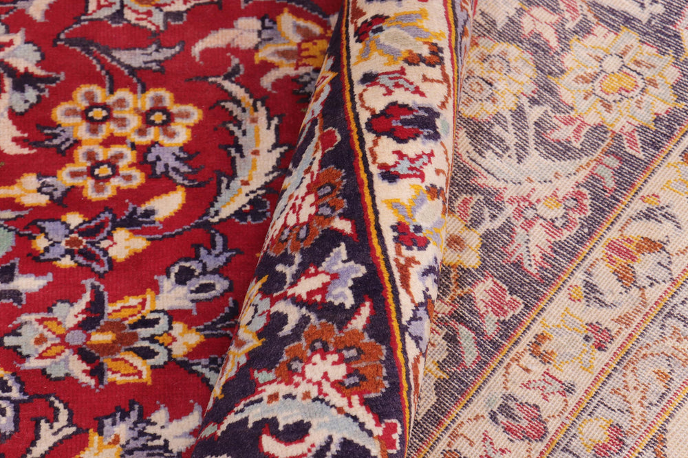 handmade Traditional Kashan Red Blue Hand Knotted RECTANGLE 100% WOOL area rug 10 x 12