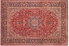handmade Traditional Kashan Red Blue Hand Knotted RECTANGLE 100% WOOL area rug 10 x 12