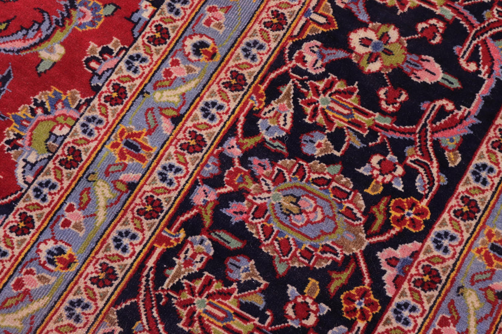 handmade Traditional Kashan Red Blue Hand Knotted RECTANGLE 100% WOOL area rug 10 x 13