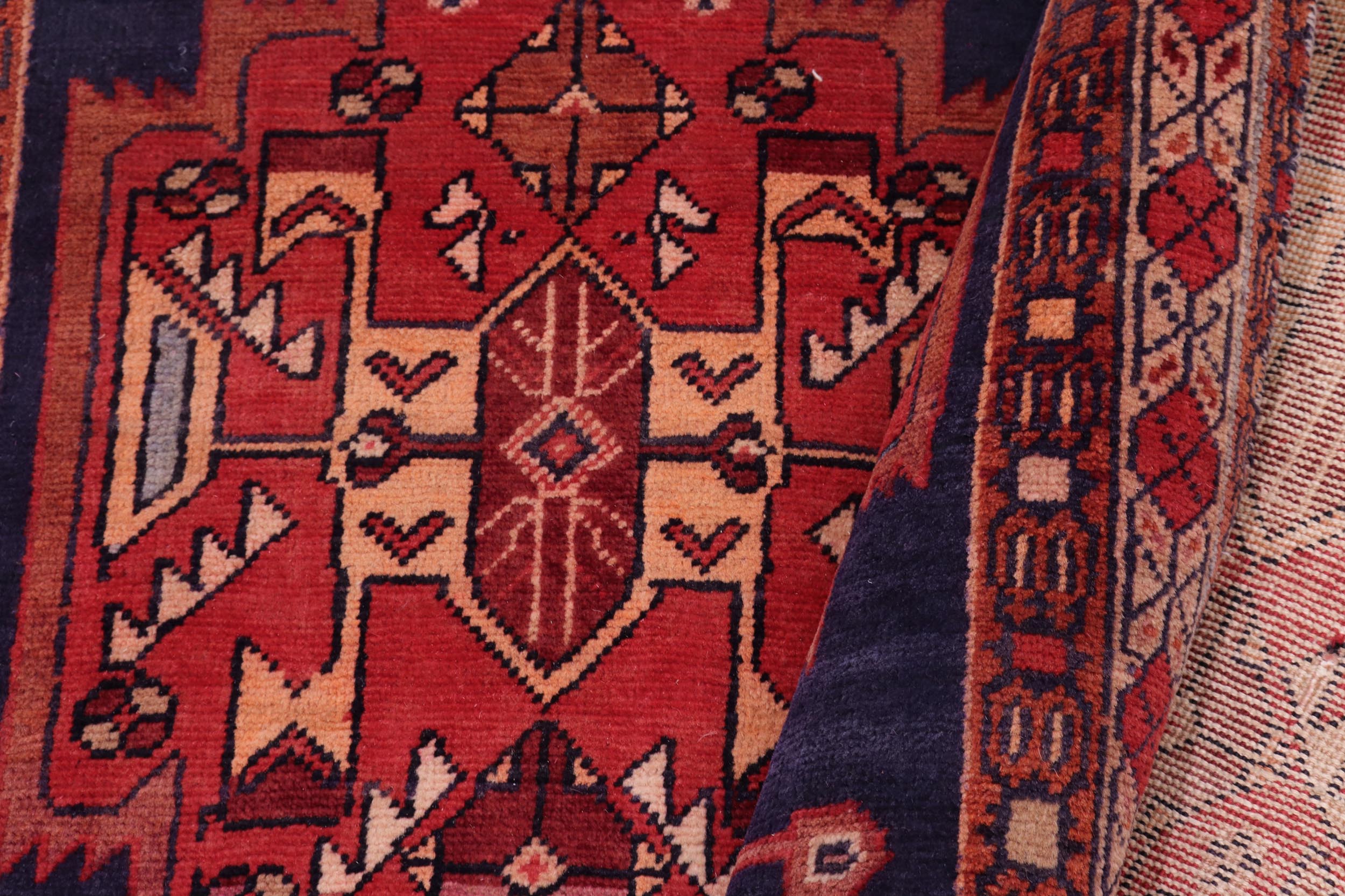 handmade Traditional Kashan Blue Red Hand Knotted RUNNER 100% WOOL area rug 4 x 10