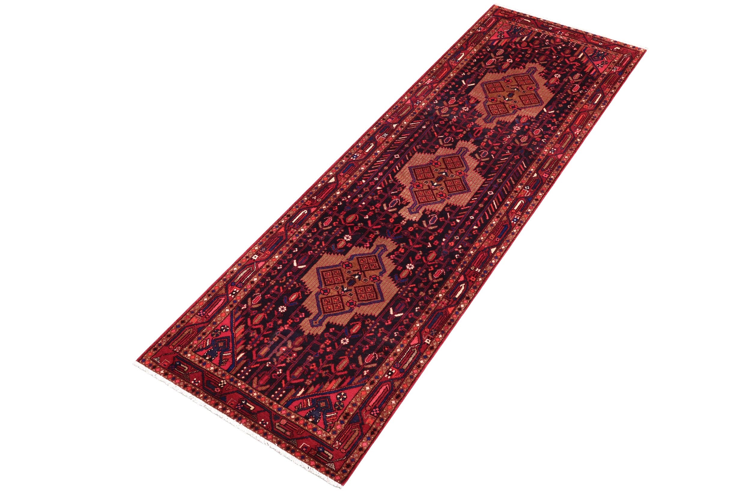 handmade Traditional Tabriz Black Red Hand Knotted RUNNER 100% WOOL area rug 4 x 10