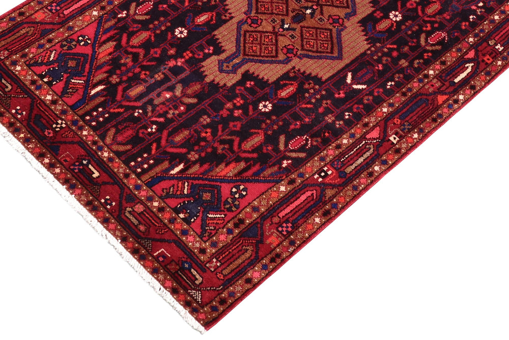 handmade Traditional Tabriz Black Red Hand Knotted RUNNER 100% WOOL area rug 4 x 10