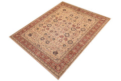 Antique Tabriz Goldie Beige/Red Wool Rug - 9'0'' x 12'0''