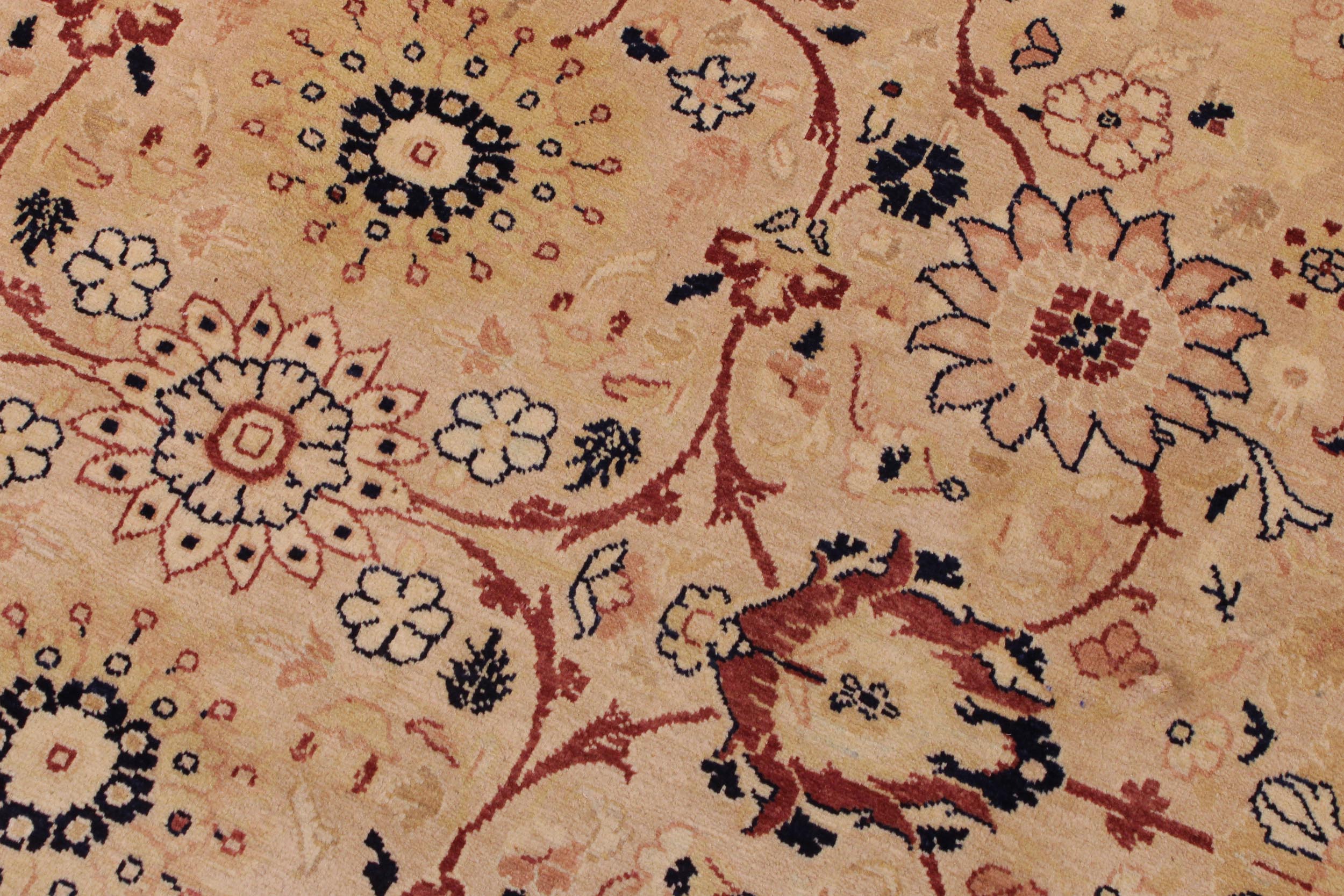 handmade Transitional Tabriz Beige Red Hand Knotted RECTANGLE 100% WOOL area rug 9 x 12
