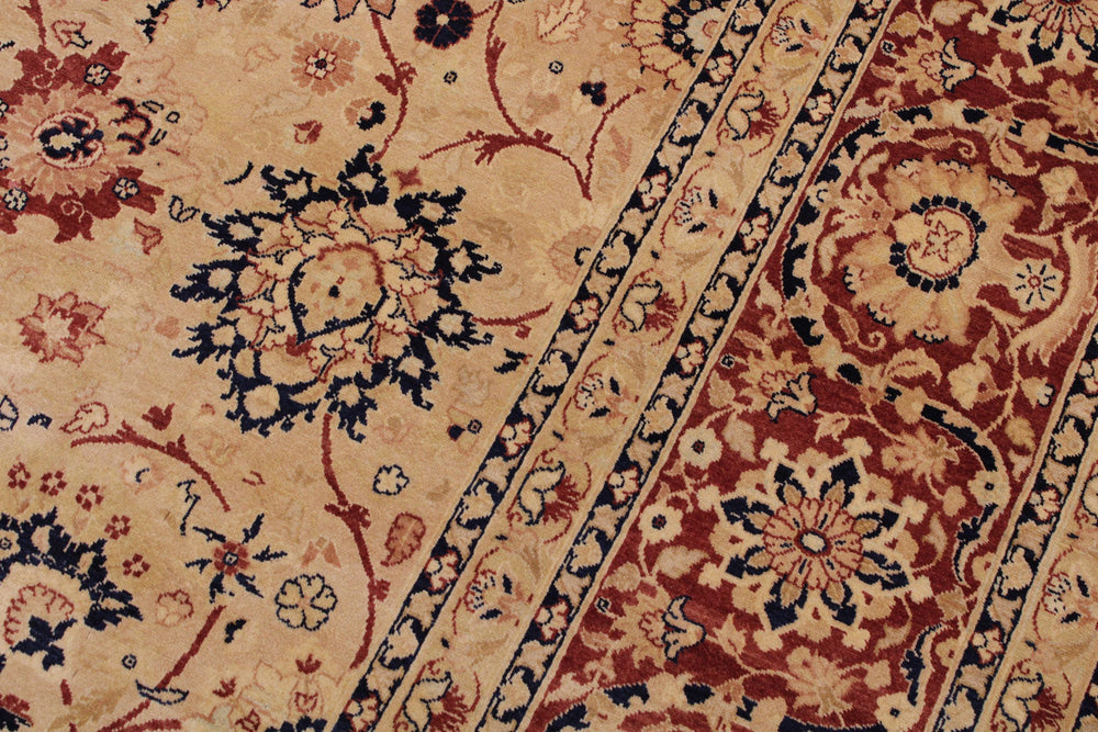 handmade Transitional Tabriz Beige Red Hand Knotted RECTANGLE 100% WOOL area rug 9x12