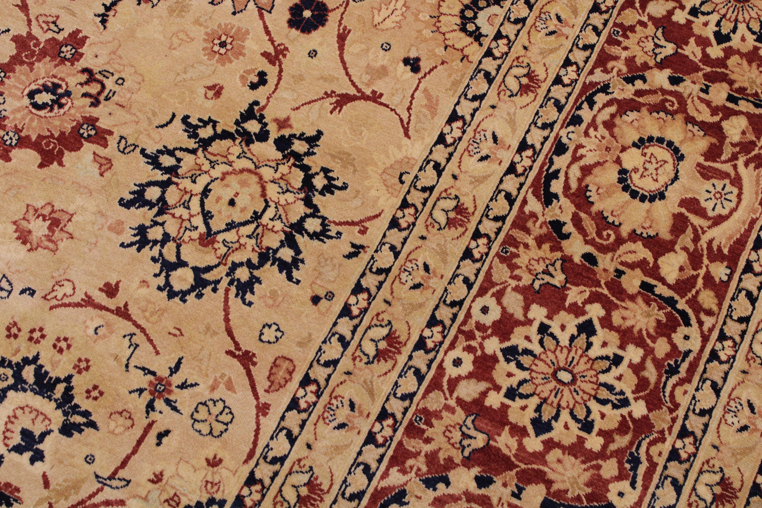 handmade Transitional Tabriz Beige Red Hand Knotted RECTANGLE 100% WOOL area rug 9 x 12