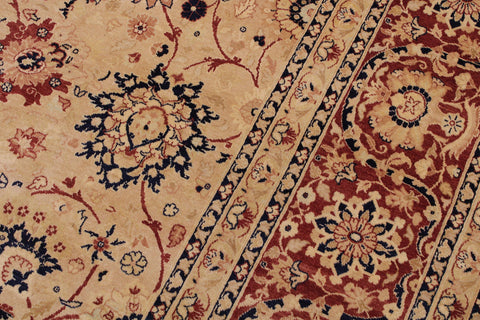 handmade Transitional Tabriz Beige Red Hand Knotted RECTANGLE 100% WOOL area rug 9 x 12