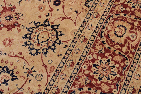 handmade Transitional Tabriz Beige Red Hand Knotted RECTANGLE 100% WOOL area rug 9x12