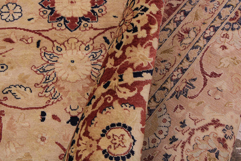 handmade Transitional Tabriz Beige Red Hand Knotted RECTANGLE 100% WOOL area rug 9 x 12