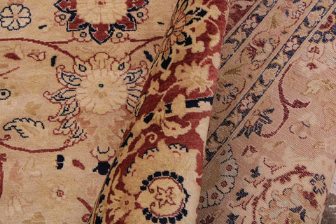 handmade Transitional Tabriz Beige Red Hand Knotted RECTANGLE 100% WOOL area rug 9x12