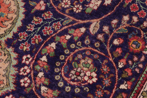 handmade Vintage Kashan Blue Beige Hand Knotted RECTANGLE 100% WOOL area rug 8' x 11'