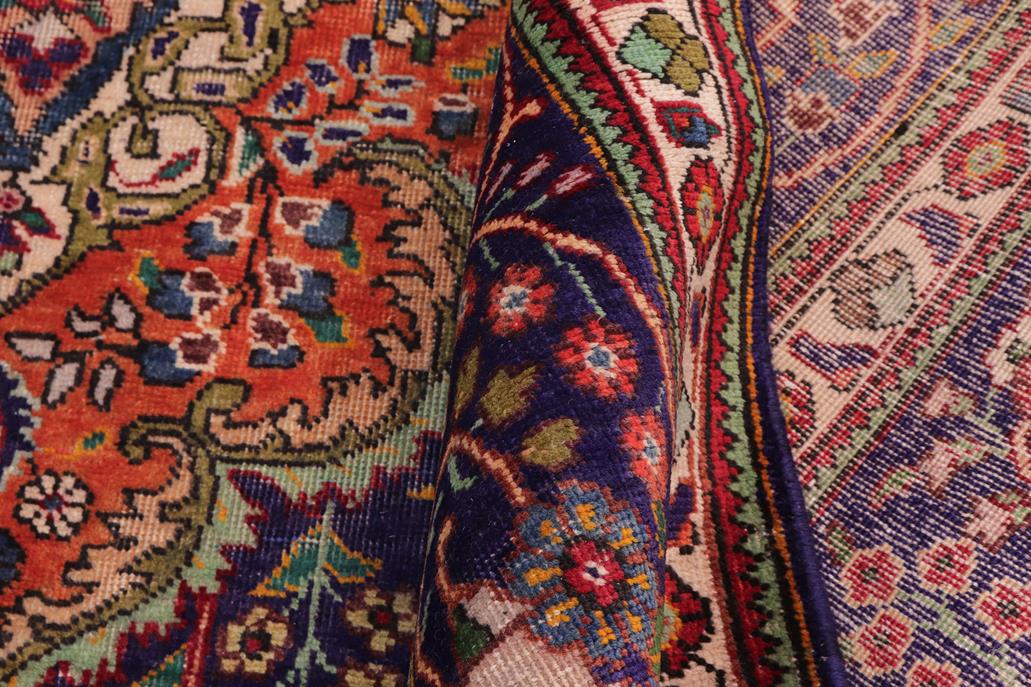 Traditional handmade Persian vintage distressed Blue Beige Hand Knotted RECTANGLE 100% WOOL area rug 8 x 11