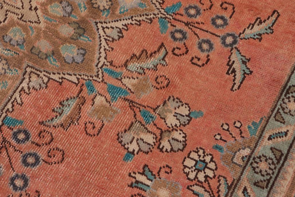 Traditional handmade Persian vintage distressed Peach Brown Hand Knotted RECTANGLE 100% WOOL area rug 8 x 11