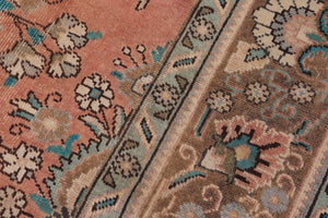 handmade Vintage Kashan Peach Brown Hand Knotted RECTANGLE 100% WOOL area rug 8' x 11'