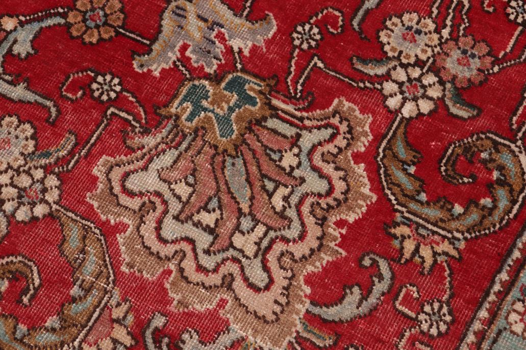Traditional handmade Persian vintage distressed Red Beige Hand Knotted RECTANGLE 100% WOOL area rug 8 x 11