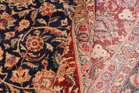 handmade Traditional Dabir Blue Maroon Hand Knotted RECTANGLE 100% WOOL area rug 9x12